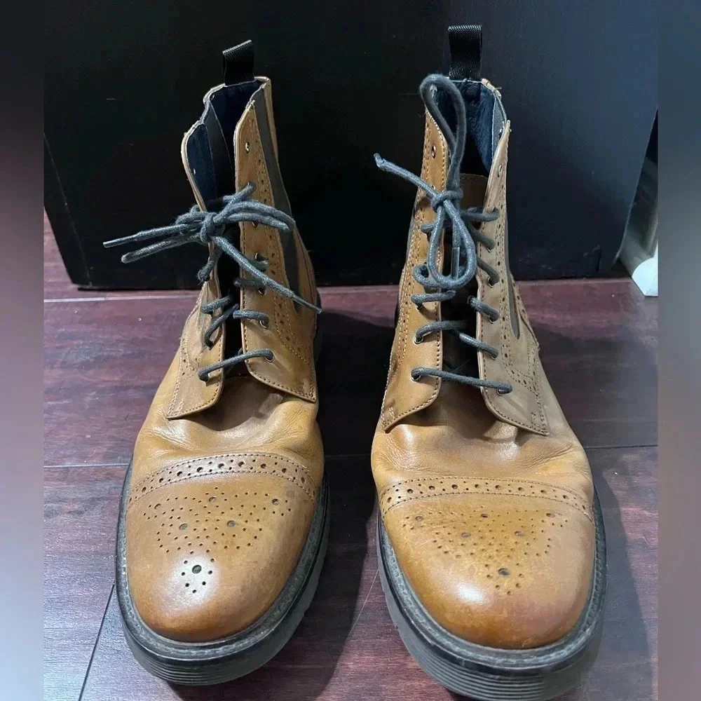 Johnston And Murphy 1850 Kinley Cap Toe Boots Tan Calfskin Leather Mens 9.5M EUC